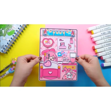 Ngôi nhà búp bê giấy DIY Kuromi và Melody - Quiet Book, giảm còn 99.000₫ 9