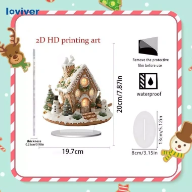 Ngôi nhà tuyết Xmas Village 2D thủ công Cây Giáng sinh có đế giá ưu đãi 97.900đ