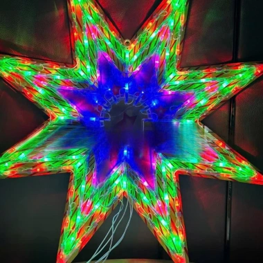 Ngôi sao LED 8 cánh 120 hạt đổi màu - Đèn trang trí 85k cho Noel & sân khấu