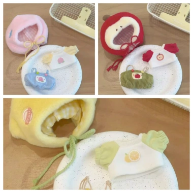Ngôi sao mùa thu 10cm Búp bê cotton siêu dễ thương bộ quần áo trái cây nguyên bản 5