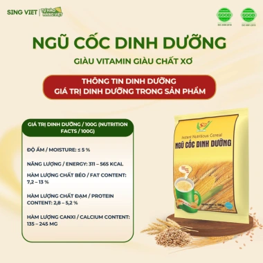 Ngũ Cốc Dinh Dưỡng Sing Việt 500g - Năng Lượng Bữa Sáng và Bữa Phụ, Thích Hợp Mọi Người, 55.000₫ 2 Ngũ Cốc Dinh Dưỡng Sing Việt 500g - Năng Lượng Bữa Sáng và Bữa Phụ, Thích Hợp Mọi Người, 55.000₫ 2