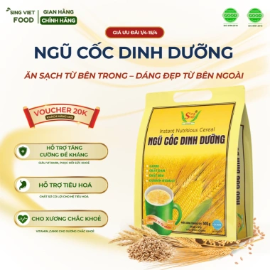 Ngũ Cốc Dinh Dưỡng Sing Việt 500g - Năng Lượng Bữa Sáng và Bữa Phụ, Thích Hợp Mọi Người, 55.000₫ 8 Ngũ Cốc Dinh Dưỡng Sing Việt 500g - Năng Lượng Bữa Sáng và Bữa Phụ, Thích Hợp Mọi Người, 55.000₫ 8