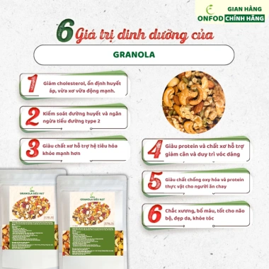 Ngũ cốc granola ONFOD vị matcha giảm cân, ăn kiêng, bà bầu, tiểu đường 250g-500g - 169k