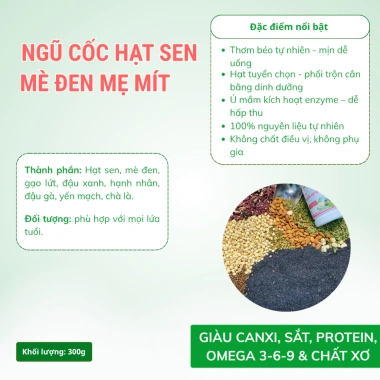 Ngũ cốc hạt sen & mè đen - tiêu hóa tốt, ngủ ngon, dinh dưỡng đầy đủ, chỉ 150.000 VND