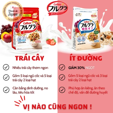 Ngũ Cốc Trái Cây Calbee Nhật Bản 400g - Ít Đường, Ăn Sáng Healthy, Giá 135.000₫ 3