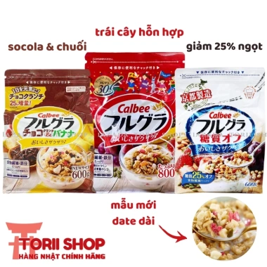 Ngũ cốc trái cây Calbee nội địa Nhật Bản - Đủ vị đỏ, trắng, nâu, giảm còn 200.000₫