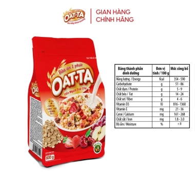 Ngũ Cốc Yến Mạch Trái Cây OATTA 600g Nguyên Cám – Thơm Ngon, Phù Hợp Ăn Kiêng – 156k 2 Ngũ Cốc Yến Mạch Trái Cây OATTA 600g Nguyên Cám – Thơm Ngon, Phù Hợp Ăn Kiêng – 156k 2