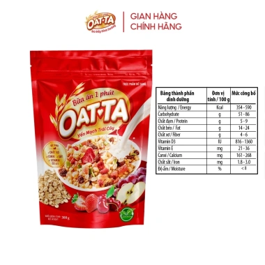 Ngũ Cốc Yến Mạch Trái Cây OATTA Nguyên Cám 300g – Thơm Ngon Ăn Kiêng, Giá 85.000đ