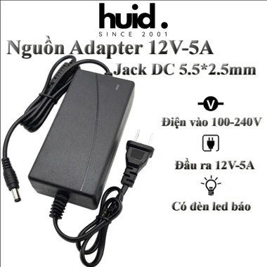 Nguồn Adapter 2 Đầu Dây 12V-5A - Công suất mạnh, ổn định, giá ưu đãi 107.000₫