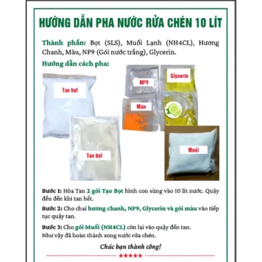 Nguyên Liệu Pha Nước Rửa Chén 10L - Giá 62.000₫, Tiết Kiệm, Hiệu Quả Tẩy Dầu