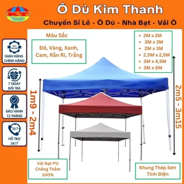 Nhà Bạt Di Động Gấp Gọn 10 Màu, Khung Thép Sơn Tĩnh Điện, Che Mưa Nắng, Kích Thước 2x2, 3x3, 3x6 Giá Ưu Đãi 870k