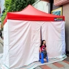 Nhà Bạt Gấp Gọn 3x3m Màu Đỏ Quây 4 Mặt, Cửa Kéo Khoá Ra Vào Thiết Kế Đặc Biệt 3