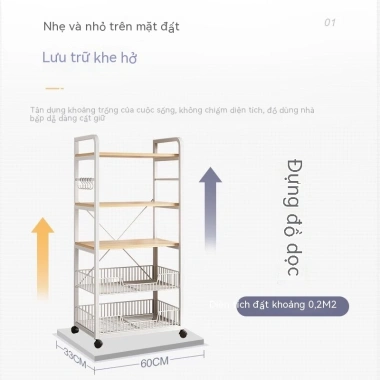 Nhà bếp đa năng tầng rau di động, kèm rack lò vi sóng - Giá ưu đãi 645.139₫