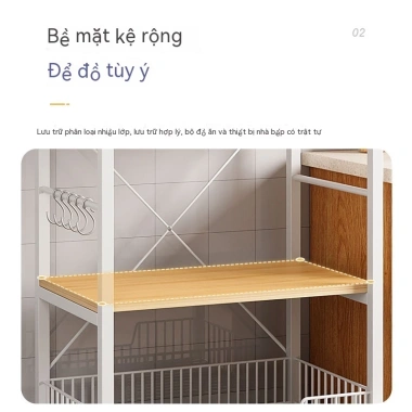Nhà bếp đa năng tầng rau di động, kèm rack lò vi sóng - Giá ưu đãi 645.139₫