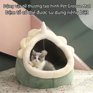 Nhà cho mèo và chó - Giường Mèo Êm Ái có vòng tai, cục bông tròn, đồ chơi - Giá 118.800 VND 2