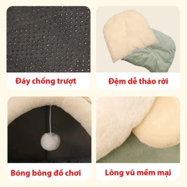 Nhà cho mèo và chó - Giường Mèo Êm Ái có vòng tai, cục bông tròn, đồ chơi - Giá 118.800 VND 3