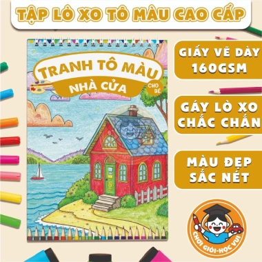 Nhà Cửa Tập 50 Tranh Tô Màu Giấy Vẽ In Sắc Nét An Toàn cho Bé 3 Tuổi - 24.999đ 10