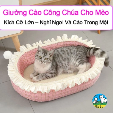 Nhà Mèo Công Chúa 2 trong 1 – Bàn Cào Móng, Ngọc Trai, Váy Xòe cho Mèo Con & Lớn