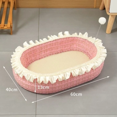 Nhà Mèo Công Chúa 2 trong 1 – Bàn Cào Móng, Ngọc Trai, Váy Xòe cho Mèo Con & Lớn