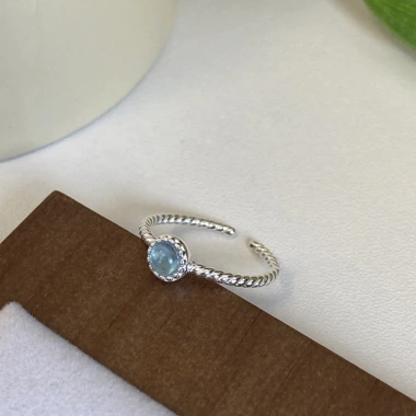 Nhẫn bạc 925 hình tròn kim cương đen trắng - Quà tặng sang trọng, giảm giá 35.733₫