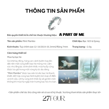 Nhẫn bạc 925 Mint Mambo epoxy size 12-16 27FOUR Giá ưu đãi 493.000 VND 2 Nhẫn bạc 925 Mint Mambo epoxy size 12-16 27FOUR Giá ưu đãi 493.000 VND 2