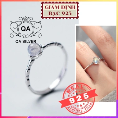 Nhẫn bạc 925 S925 nữ mặt trăng đá moonstone rãnh trượt - Giá 524.000đ, phong cách tinh tế