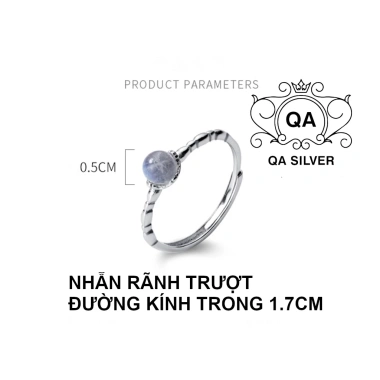 Nhẫn bạc 925 S925 nữ mặt trăng đá moonstone rãnh trượt - Giá 524.000đ, phong cách tinh tế