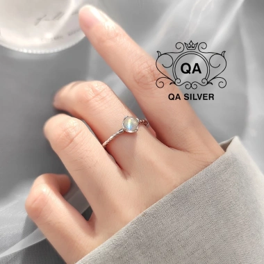 Nhẫn bạc 925 S925 nữ mặt trăng đá moonstone rãnh trượt - Giá 524.000đ, phong cách tinh tế