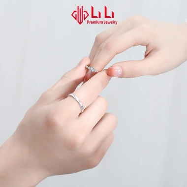 Nhẫn bạc cặp đôi LiLi S925 đính đá CZ cao cấp All Of Love - Giá ưu đãi 2.254.000₫