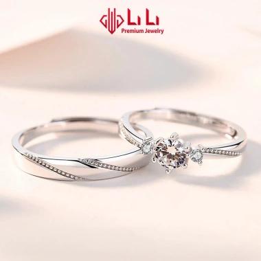 Nhẫn bạc cặp đôi LiLi S925 đính đá CZ cao cấp All Of Love - Giá ưu đãi 2.254.000₫