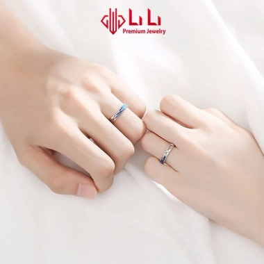 Nhẫn bạc cặp đôi LiLi S925 đính đá CZ mưa sao băng - Giá chỉ 2.588.000₫ 2