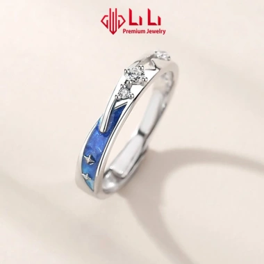 Nhẫn bạc cặp đôi LiLi S925 đính đá CZ mưa sao băng - Giá chỉ 2.588.000₫ 7