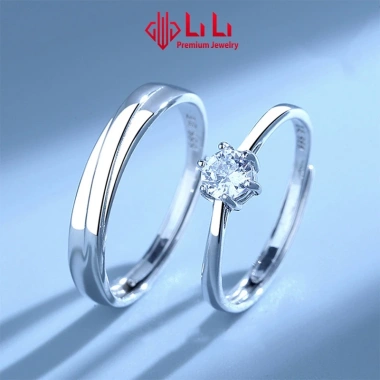 Nhẫn bạc cặp đôi LiLi S999 đính đá CZ cao cấp Giá 2.891.000đ ưu đãi