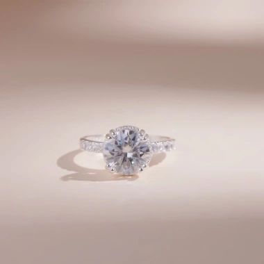 Nhẫn bạc nữ cầu hôn Moissanite 9 ly 10 ly - Chuẩn GRA KC10 LAVESTA, tròn đầy 3