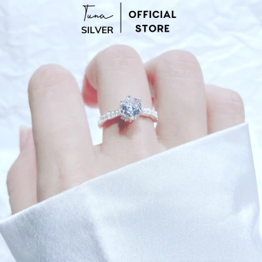 Nhẫn Bạc Nữ Đính Đá Vương Miện Cao Cấp TUNA SILVER - Giá Ưu Đãi 341.000₫