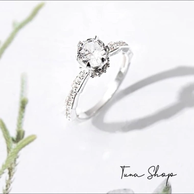 Nhẫn Bạc Nữ Đính Đá Vương Miện Cao Cấp TUNA SILVER - Giá Ưu Đãi 341.000₫