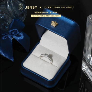 Nhẫn Bạc nữ gắn kim cương Moissanite Xi Bạch Kim kiểm định GRA Seafoam NLJE7 giảm giá 19%