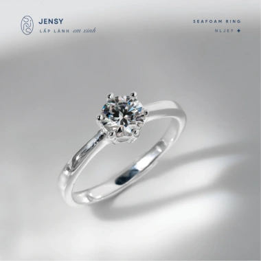 Nhẫn Bạc nữ gắn kim cương Moissanite Xi Bạch Kim kiểm định GRA Seafoam NLJE7 giảm giá 19%