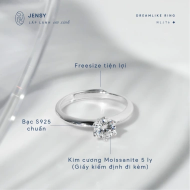 Nhẫn bạc nữ GRA NLJT6 gắn kim cương Moissanite xi bạch kim chỉ 746.000 VND 7