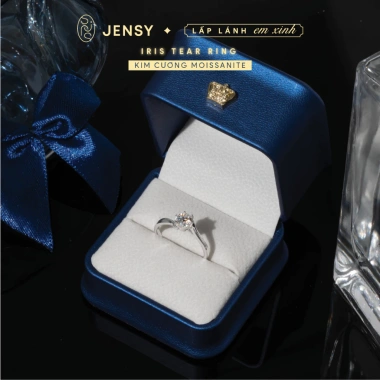Nhẫn bạc nữ Iris Tear NLJ1 gắn kim cương Moissanite xi bạch kim GRA giá 839k