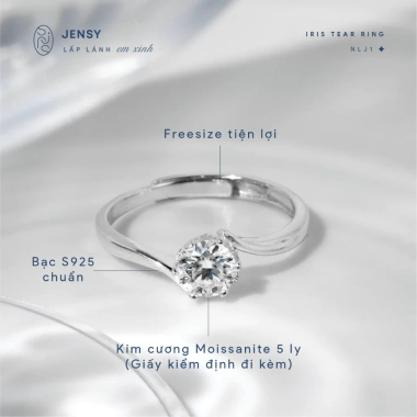 Nhẫn bạc nữ Iris Tear NLJ1 gắn kim cương Moissanite xi bạch kim GRA giá 839k 8 Nhẫn bạc nữ Iris Tear NLJ1 gắn kim cương Moissanite xi bạch kim GRA giá 839k 8