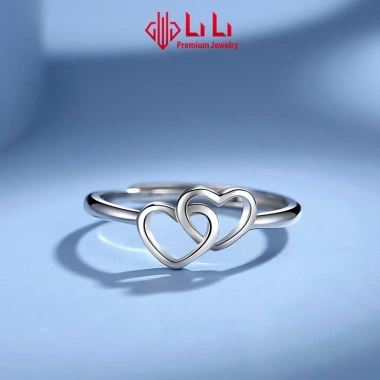 Nhẫn bạc nữ LiLi S925 cao cấp hình trái tim lồng nhau Cleopatra – Khuyến mãi 1,180,000₫
