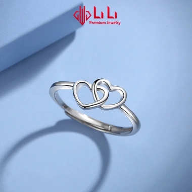 Nhẫn bạc nữ LiLi S925 cao cấp hình trái tim lồng nhau Cleopatra – Khuyến mãi 1,180,000₫