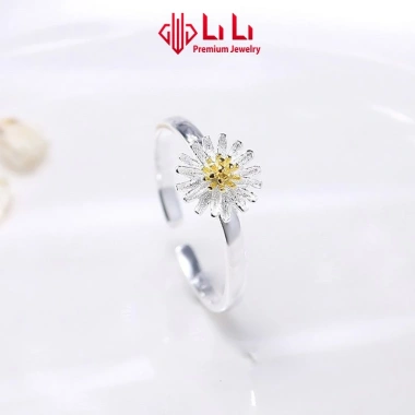 Nhẫn bạc nữ LiLi S925 cao cấp hoa cúc họa mi Jade, giảm còn 1.304.000 VND
