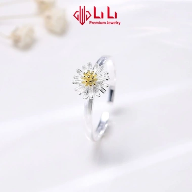 Nhẫn bạc nữ LiLi S925 cao cấp hoa cúc họa mi Jade, giảm còn 1.304.000 VND