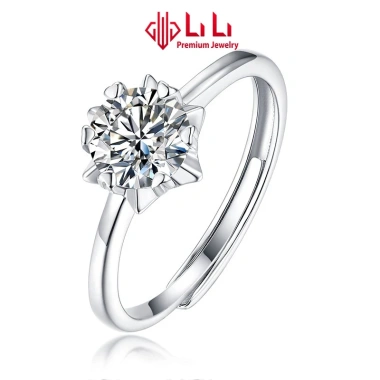 Nhẫn bạc nữ LiLi S925 Eloise hình bông tuyết đính kim cương Moissanite cao cấp - Giá ưu đãi 2,144,000₫