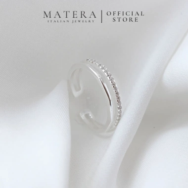 Nhẫn bạc nữ MATERA S925 2 tầng hình học đính đá cá tính sang trọng - 700.000đ