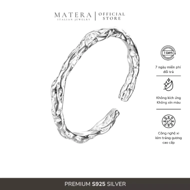 Nhẫn bạc nữ MATERA S925 - viền nhăn trơn tinh tế, basic, giá chỉ 436.000đ