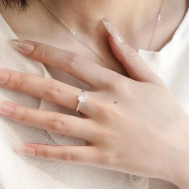 Nhẫn bạc nữ Moissanite 7 ly GRA - LAVESTA KC54, xi bạch kim sang trọng, hiện đại 2