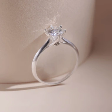 Nhẫn bạc nữ Moissanite 7 ly GRA - LAVESTA KC54, xi bạch kim sang trọng, hiện đại 4